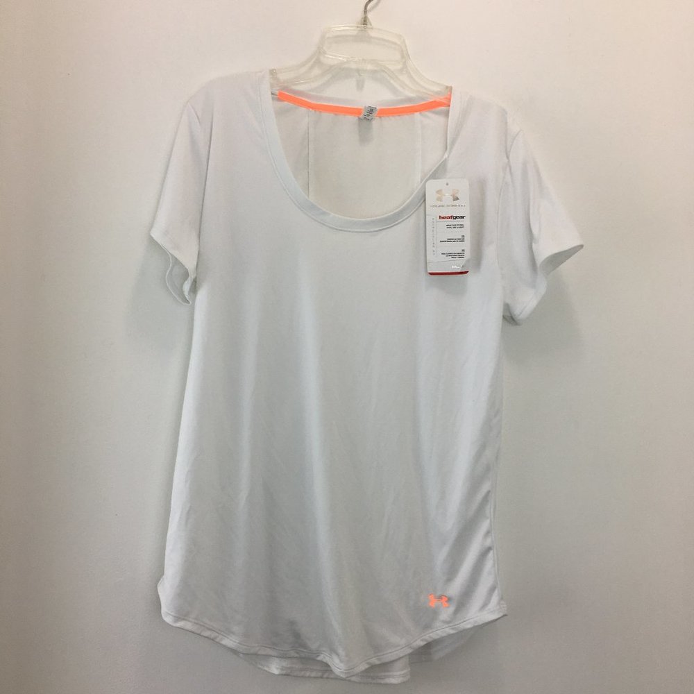 Under Armour Womens Heatgear White Scoop Neck T-Shirt M